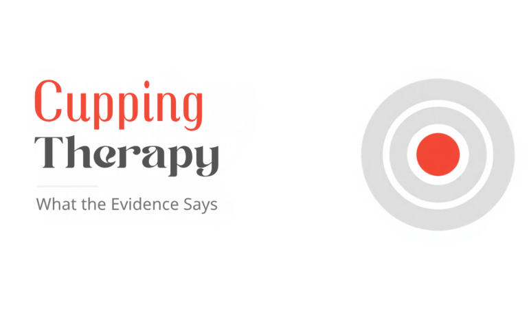 Cupping Therapy: What the Evidence Says – The Canadian Health Academy blog graphic in Maple Red, black and gray